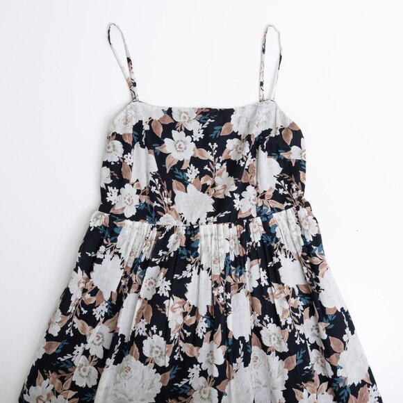 Abercrombie & Fitch Tiered Floral Maxi Dress Black White Cotton Small - Picture 4 of 15